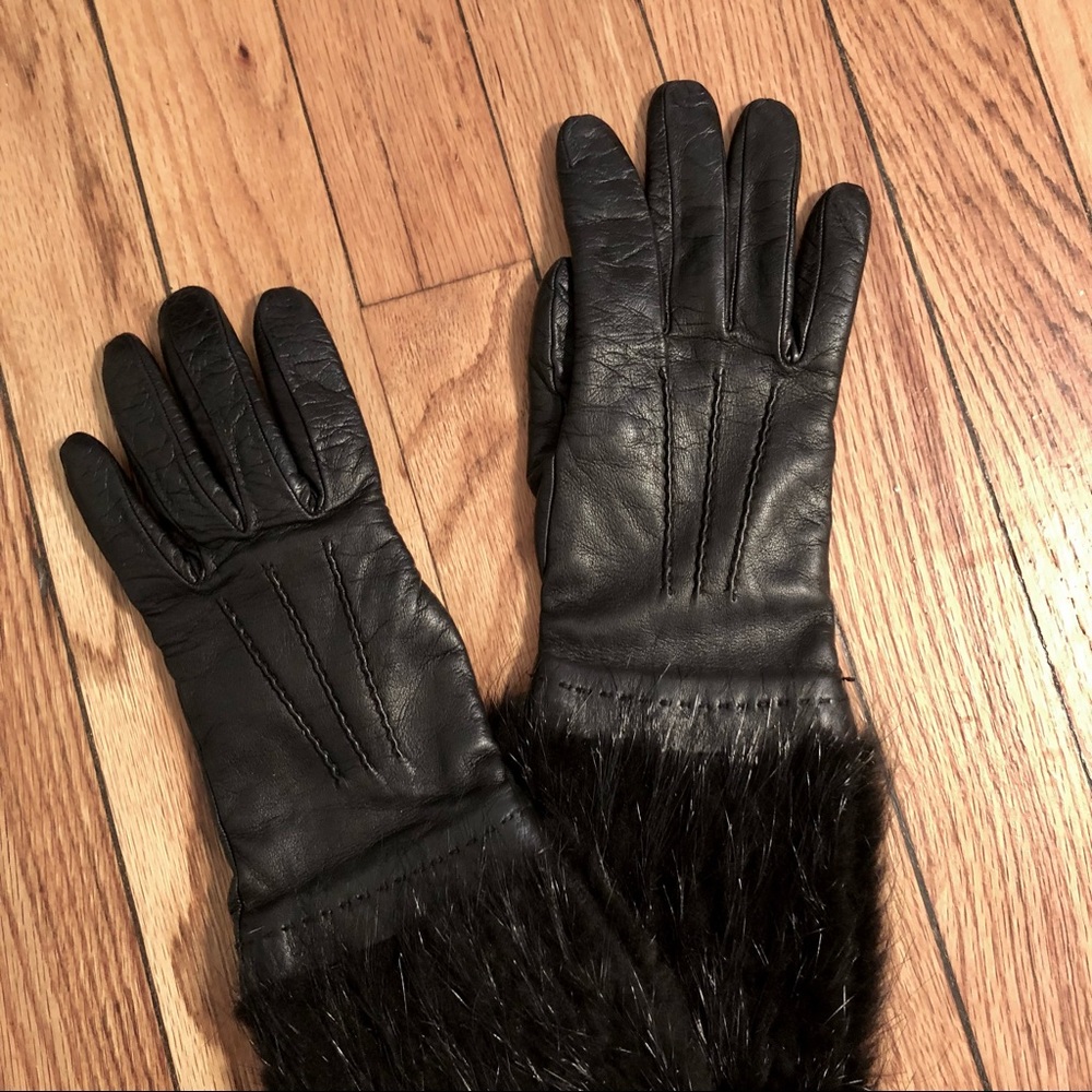 Prada fur, wool, and lambskin gloves / Size 7